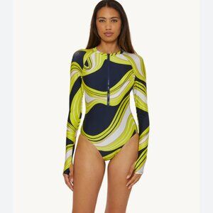 Trina Turk Serena Zip Front Paddle suit  One Piece Large Swimsuit NWT $182